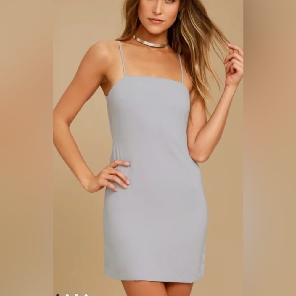 Lulu's Light Gray Backless Mini Dress Size M - Picture 3 of 6